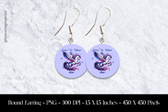 Believe in Magic Unicorn Round Earring Sublimation Design Product Image 1