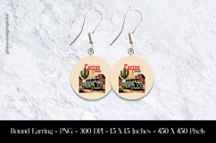 Cactus Cruise Round Earring Sublimation Design Product Image 1