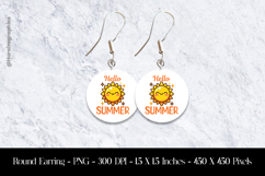 Hello Summer Round Earring Sublimation Design Product Image 1