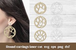 Round paws earring laser cut file, pet paws SVG design, earring SVG design, animal paws cutting file.