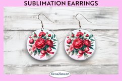 Peony Round Earrings | Flowers Round Earrings | Earrings PNG Product Image 1