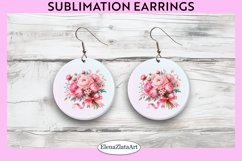 Peony Round Earrings | Flowers Round Earrings | Earrings PNG Product Image 1