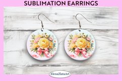 Peony Round Earrings | Flowers Round Earrings | Earrings PNG Product Image 1