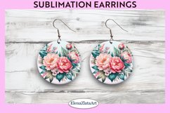 Peony Round Earrings | Flowers Round Earrings | Earrings PNG Product Image 1