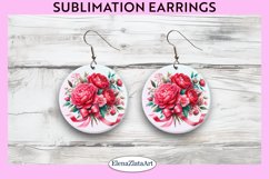 Peony Round Earrings | Flowers Round Earrings | Earrings PNG Product Image 1