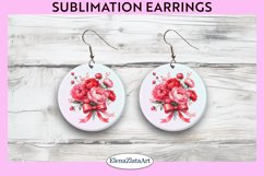 Peony Round Earrings | Flowers Round Earrings | Earrings PNG Product Image 1