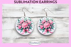 Peony Round Earrings | Flowers Round Earrings | Earrings PNG Product Image 1