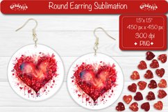 Flower Round Earring Sublimation Designs Valentine earrings Product Image 1