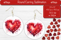Flower Round Earring Sublimation Designs Valentine earrings Product Image 1