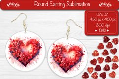 Flower Round Earring Sublimation Designs Valentine earrings Product Image 1