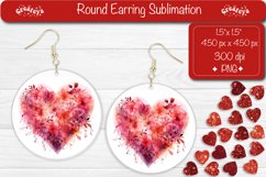 Flower Round Earring Sublimation Designs Valentine earrings Product Image 1