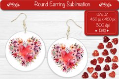 Flower Round Earring Sublimation Designs Valentine earrings Product Image 1