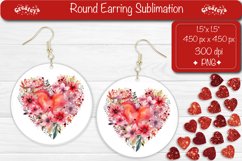 Flower Round Earring Sublimation Designs Valentine earrings Product Image 1