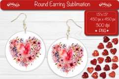 Flower Round Earring Sublimation Designs Valentine earrings Product Image 1