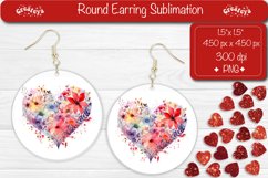 Flower Round Earring Sublimation Designs Valentine earrings Product Image 1