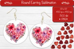 Flower Round Earring Sublimation Designs Valentine earrings Product Image 1