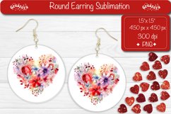 Flower Round Earring Sublimation Designs Valentine earrings Product Image 1