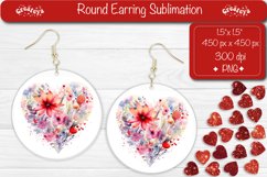 Flower Round Earring Sublimation Designs Valentine earrings Product Image 1