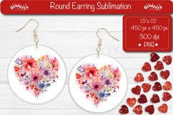 Flower Round Earring Sublimation Designs Valentine earrings Product Image 1