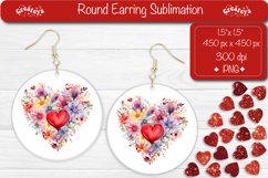 Flower Round Earring Sublimation Designs Valentine earrings Product Image 1