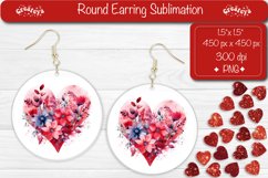 Flower Round Earring Sublimation Designs Valentine earrings Product Image 1