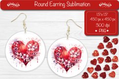 Flower Round Earring Sublimation Designs Valentine earrings Product Image 1