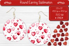 Round Earring Sublimation Designs Flower Hearts Valentine Product Image 1