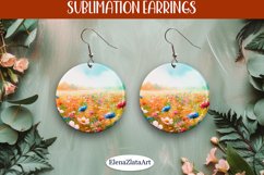 Earrings wildflowers sublimation, round earrings Flowers Product Image 1