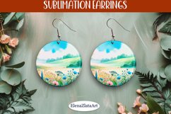 Earrings wildflowers sublimation, round earrings Flowers Product Image 1