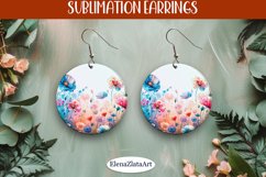 Earrings wildflowers sublimation, round earrings Flowers Product Image 1