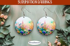 Earrings wildflowers sublimation, round earrings Flowers Product Image 1