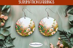 Earrings wildflowers sublimation, round earrings Flowers Product Image 1