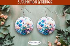 Earrings wildflowers sublimation, round earrings Flowers Product Image 1