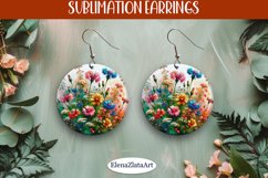 Earrings wildflowers sublimation, round earrings Flowers Product Image 1
