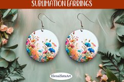 Earrings wildflowers sublimation, round earrings Flowers Product Image 1