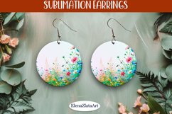 Earrings wildflowers sublimation, round earrings Flowers Product Image 1
