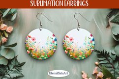 Earrings wildflowers sublimation, round earrings Flowers Product Image 1