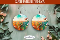 Earrings wildflowers sublimation, round earrings Flowers Product Image 1