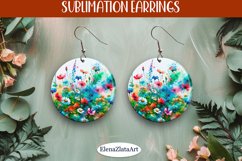 Earrings wildflowers sublimation, round earrings Flowers Product Image 1