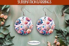 Earrings wildflowers sublimation, round earrings Flowers Product Image 1
