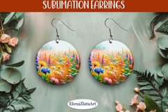 Earrings wildflowers sublimation, round earrings Flowers Product Image 1