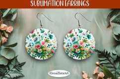 Earrings wildflowers sublimation, round earrings Flowers Product Image 1