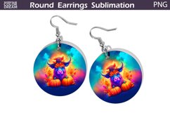 Fall Highland Cow Round Earrings | Fall Animal Earrings Product Image 1