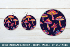 Whimsical Mushroom Round Earring | Earring Sublimation Product Image 1