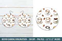Watercolor Coffee Round Earring | Earring Sublimation Product Image 1