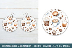 Watercolor Coffee Round Earring | Earring Sublimation Product Image 1