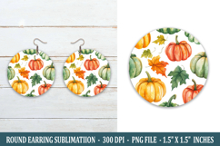 Watercolor Fall Round Earring | Earring Sublimation Product Image 1