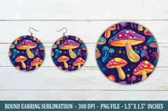 Whimsical Mushroom Round Earring | Earring Sublimation Product Image 1