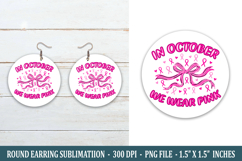 Breast Cancer Round Earring | Earring Sublimation Product Image 1