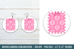 Breast Cancer Coquette Round Earring | Earring Sublimation Product Image 1